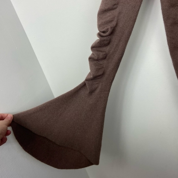 Hinge Bell Sleeve Brown Cardigan Ruched Bohemian Nordstrom Size Medium Sweater - Picture 9 of 11